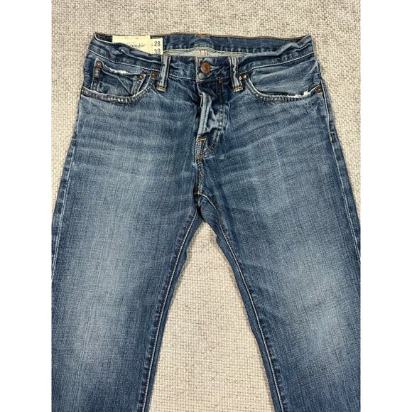 Abercrombie & Fitch Jeans Mens 28x31 Blue Remsen Low Rise Slim Straight Read - Picture 3 of 16